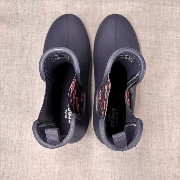 Crocs Freesail Chelsea Boots Navy‎ Blue Floral Pull On Rain Boot Women’s 7 - Picture 7 of 11